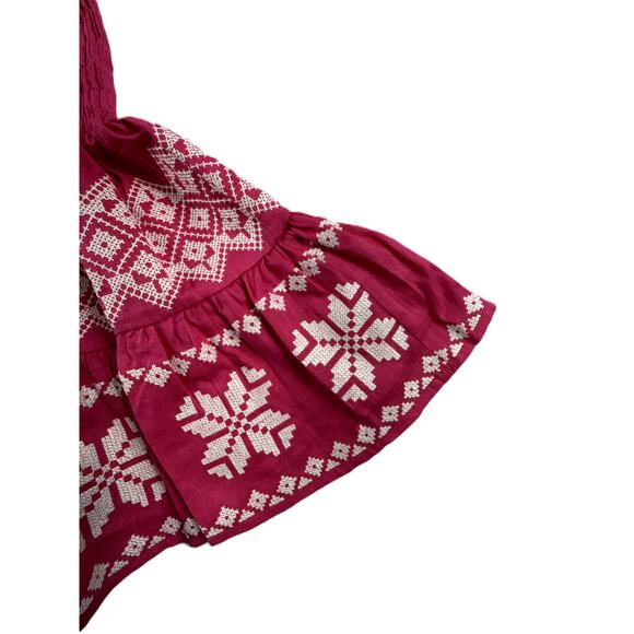 Foberini crop top & skit 100% linen suit with white embroidery - Picture 3 of 6